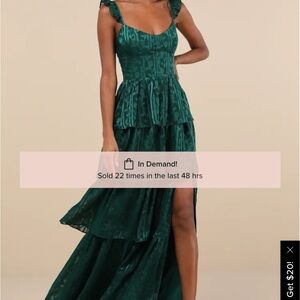 NWT Lulu’s stunning glory hunter green jacquard tiered dress XL